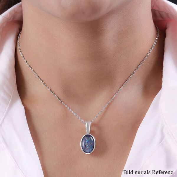 Boulder Opal Triplett-Solitär-Anhänger mit Kette, 925 Silber platiniert, 3,39 ct. image number 1