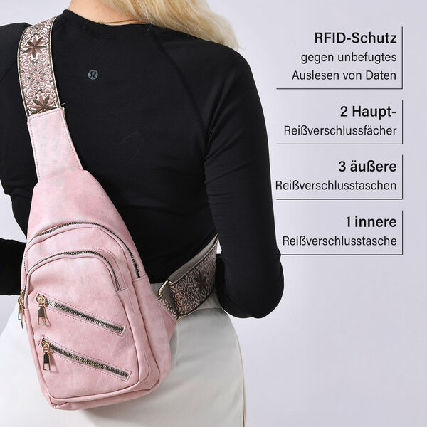 Rucksack aus Nylon mit RFID-Schutz, 19x8x32 cm, Rosa image number 4