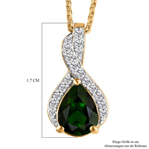 Nat&uuml;rlicher Chrom Turmalin und wei&szlig;er Zirkon-Anh&auml;nger mit Kette - 1,18 ct. image number 6