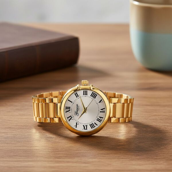 GENOA - Automatik-Armbanduhr mit Dandong-Uhrwerk, Edelstahl, vergoldet image number 2