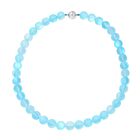 Aquablaue Kristall Halskette, ca. 50 cm, silberfarben