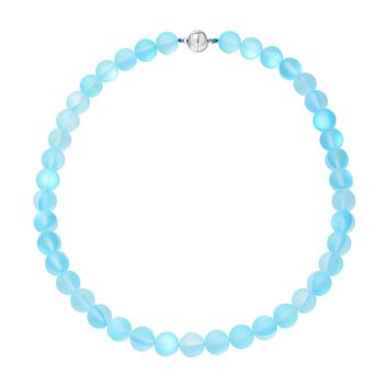 Aquablaue Kristall Halskette, ca. 50 cm, silberfarben