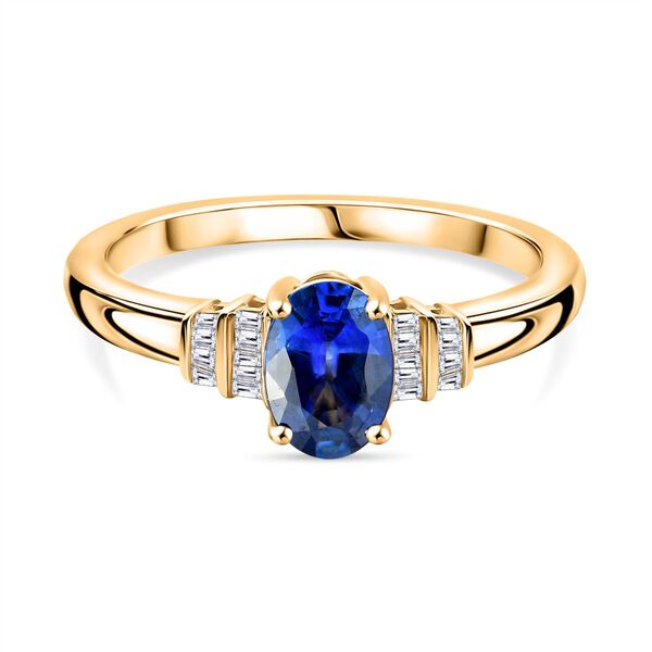 AAA ceylonfarbener Saphir und Diamant Ring in 585 Gold - 1 ct. image number 0