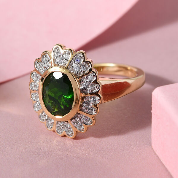 Nat&uuml;rlicher Chromdiopsid und Zirkon-Ring - 1,53 ct. image number 2