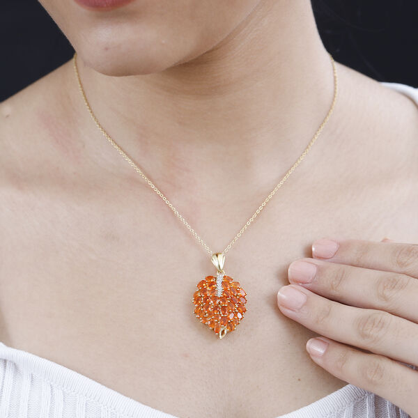 AA Feueropal und Zirkon Anhänger mit 45cm Kette - 3,55 ct. image number 8