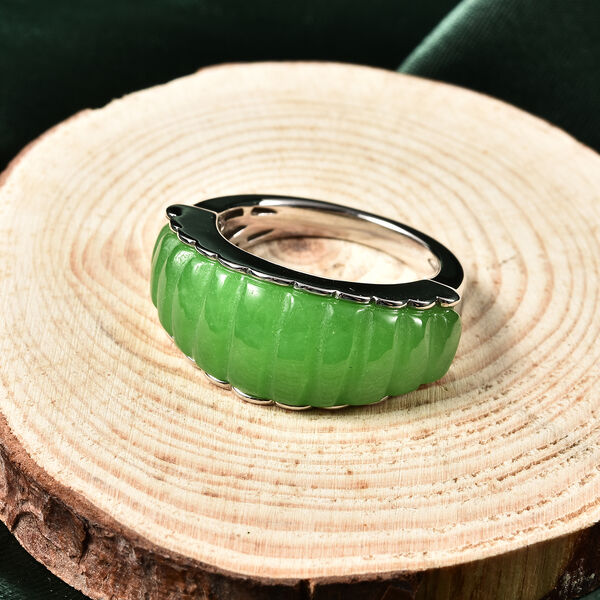 Gr&uuml;ne Jade Ring 925 Silber Rhodium-&Uuml;berzug image number 2