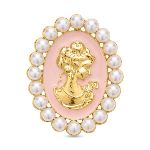 Kamee-Schmuck, Kunststoff Perlen Kette mit Anh&auml;nger, goldfarben image number 6