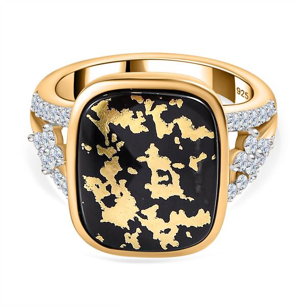 Goldenite und Zirkon Ring - 8,11 ct.