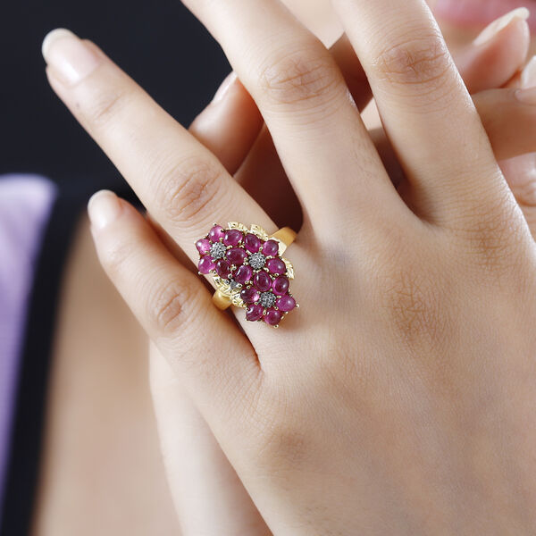 AA Afrikanischer Rubin und Zirkon-Ring - 4,45 ct. image number 3