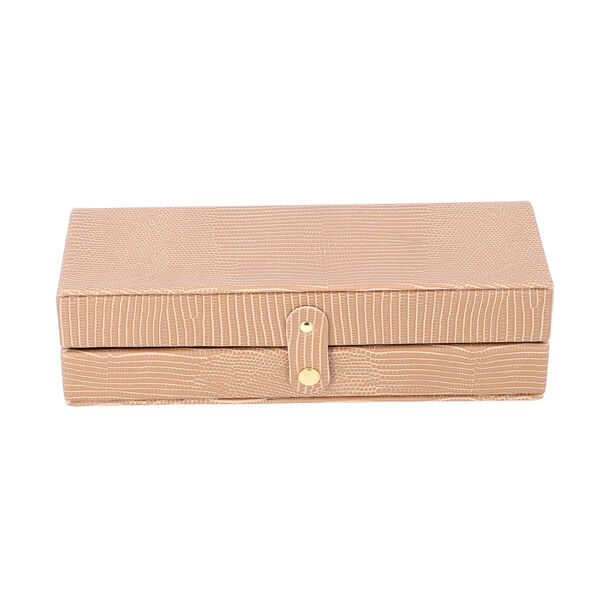 Schmuck Organizer mit Krokoprägung, Spiegel und Fächer, 23,5x18,5x8,5 cm, Elfenbein image number 2