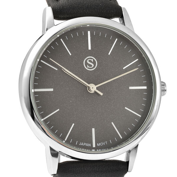 Strada - Schlichte Uhr mit Sternenstaub Effekt, Modernes PU-Leder Armband, wasserdicht, japanisches Uhrwerk, Schwarz image number 3