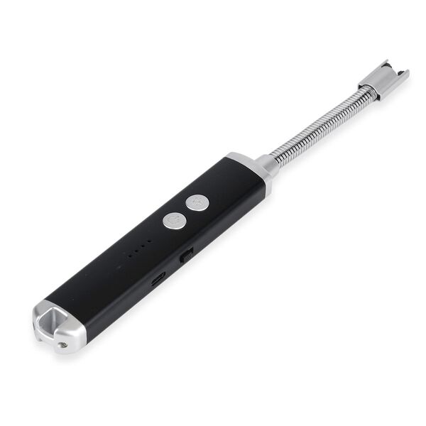 Elektronisches USB-Feuerzeug mit Taschenlampe, wiederaufladbar per USB, 24x2.6x1.8 cm, Schwarz image number 6