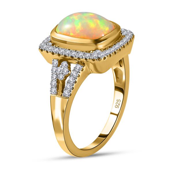 Natürlicher, äthiopischer Welo Opal und Zirkon-Halo-Ring - 3,78 ct. image number 5