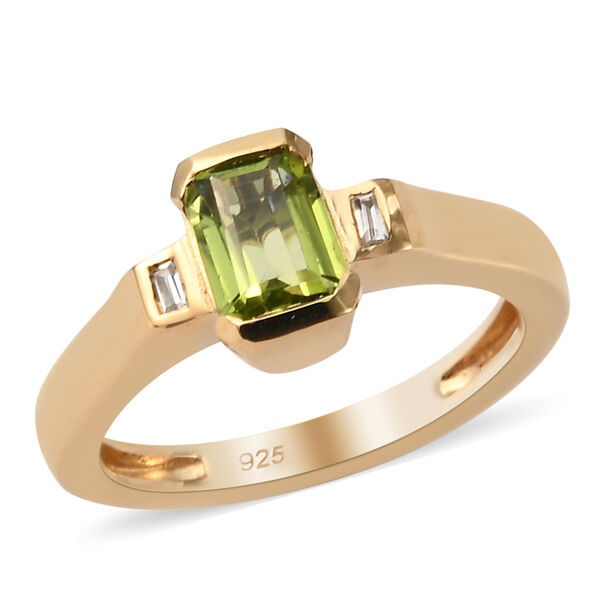 Nat&uuml;rlicher Peridot und Zirkon Solit&auml;r Ring 925 Silber vergoldet  ca. 1,00 ct image number 4