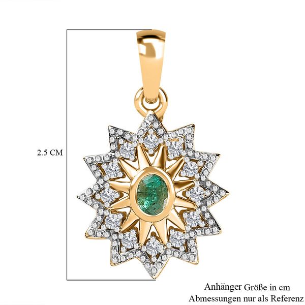 AAA Smaragd, Wei&szlig;er Zirkon Anh&auml;nger, 925 Silber Gelbgold Vermeil, ca. 0.43 ct image number 6