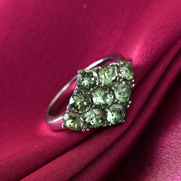 LUSTRO STELLA &Ouml;sterreichischer Peridot Kristall Ring Edelstahl image number 2