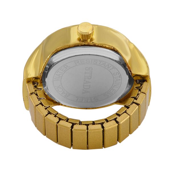 STRADA - Eleganz Wei&szlig;er Kristall Flexibler Ringuhr, japanischem PC21S Uhrwerk, multifunktionalem Zifferblatt, Reiner Edelstahl, goldfarben, 0,01 ct. image number 3