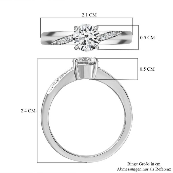 Moissanit Ring, 925 Silber platiniert, ca. 0.83 ct image number 4