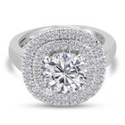 88 Facetten Moissanit Ring 925 Silber platiniert  ca. 2,01 ct image number 0