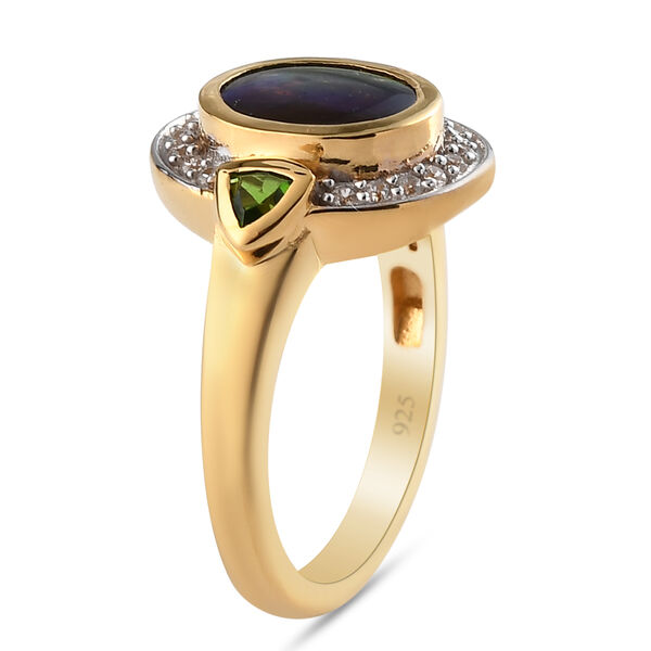Ammolit und Natürlicher Chromdiopsid Ring 925 Silber vergoldet  ca. 2,03 ct image number 5
