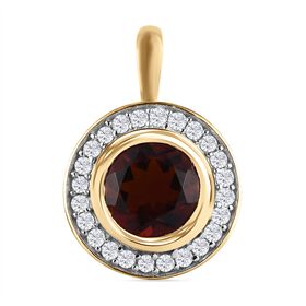 Kirsch Citrin und weißer Zirkon Anhänger, 925 Silber vergoldet ca. 2,30 ct
