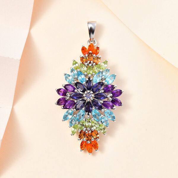 AA Paraiba-Apatit, Afrikanischer Amethyst Anh&auml;nger 925 Silber rhodiniert ca. 5,74 ct. image number 2