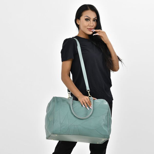 Stylische Patchwork-Reisetasche aus Schafsleder, grün image number 2