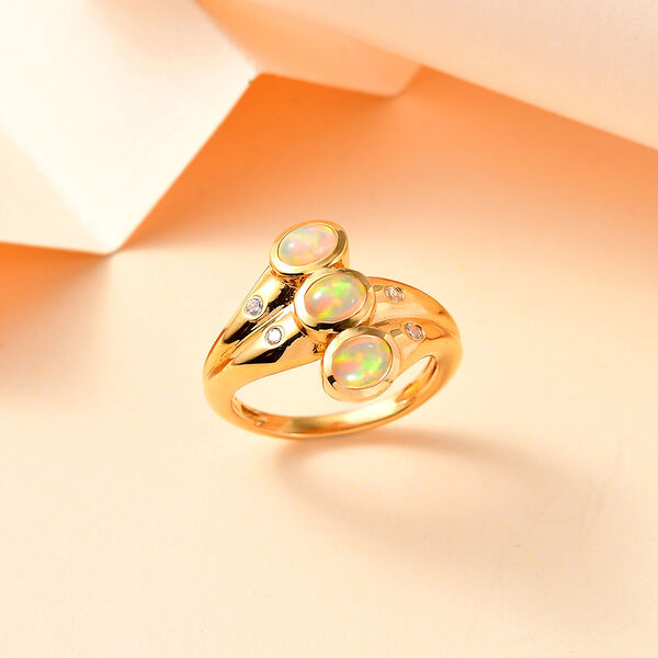 AA Natürlicher, äthiopischer Welo Opal und Zirkon-Ring - 0,76 ct. image number 2
