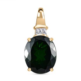 AAA Natürlicher Chromdiopsid und Diamant Anhänger in 585 Gold - 5,20 ct.