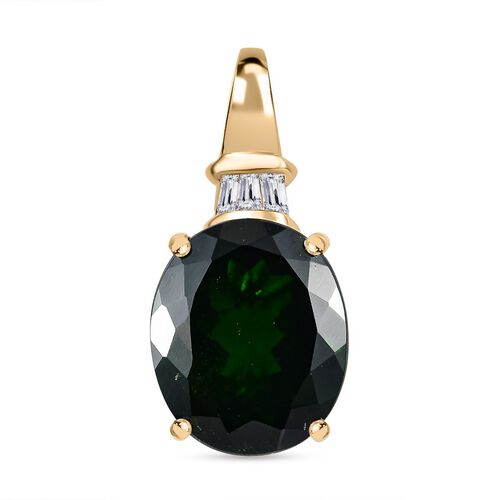 AAA Natürlicher Chromdiopsid und Diamant Anhänger in 585 Gold - 5,20 ct. image number 0