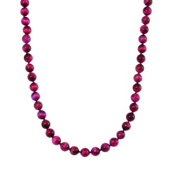 Fuchsie Tigerauge Halskette ca. 50 cm 925 Silber rhodiniert ca. 208.50 ct