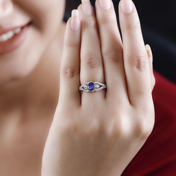 AAA Tansanit und Zirkon Ring - 1,20 ct. image number 3