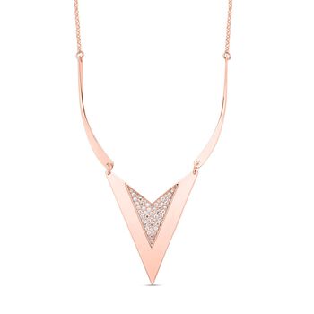 Wei&szlig;e Kristall-Halskette in Ros&eacute;goldton, 50 cm - 0,80 ct.