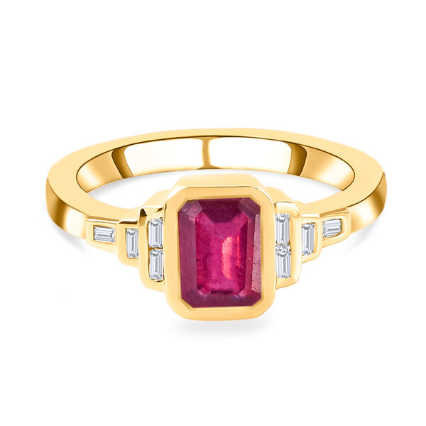 Afrikanischer Rubin und Zirkon-Ring, 925 Silber vergoldet  ca. 1,63 ct