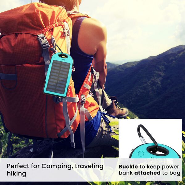 HOMESMART - Solarpowerbank mit 5000 mah, tragbar, 15x7.5cm, 145g, türkis image number 3