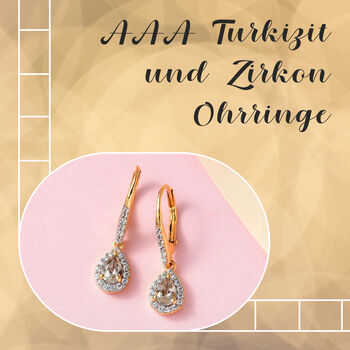 AAA Turkizit und Zirkon Ohrringe - 1,36 ct.