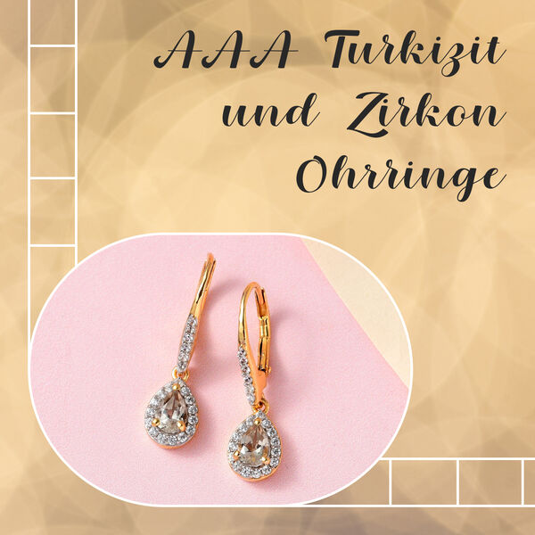 AAA Turkizit und Zirkon Ohrringe - 1,36 ct. image number 2