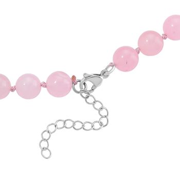 Rosa Morganit Farbiger Quarzit Halskette ca. Flexibles cm Reiner Edelstahl ca. 270.00 ct