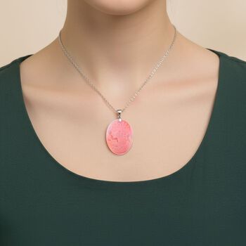 D'Joy Nat&uuml;rlicher Rosa K&ouml;nigsmuschel Perle Schmuckset ca. 50 cm 925 Silber rhodiniert