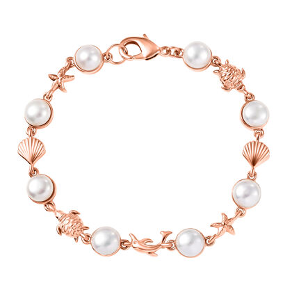 EVER TRUE S&uuml;&szlig;wasser Perle (7.5-8 mm) Armband ca. 19 cm Nickelfreies Messing, Rosegoldfarben