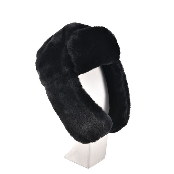 Trapperm&uuml;tze mit Ohrenklappen aus Kunstpelz, schwarz image number 2