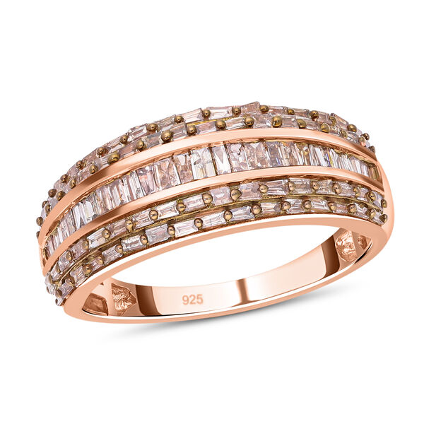 Nat&uuml;rlicher Champagner Diamant Ring 925 Silber Ros&eacute;gold Vermeil (Gr&ouml;&szlig;e 16.00) ca. 1.00 ct