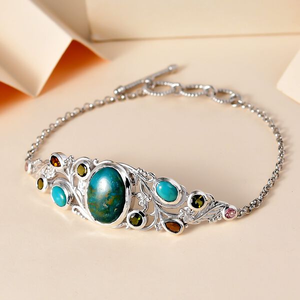 Sierra Nevada T&uuml;rkis und Mehrfach-Turmalin-Armband, 19 cm - 10,93 ct. image number 2