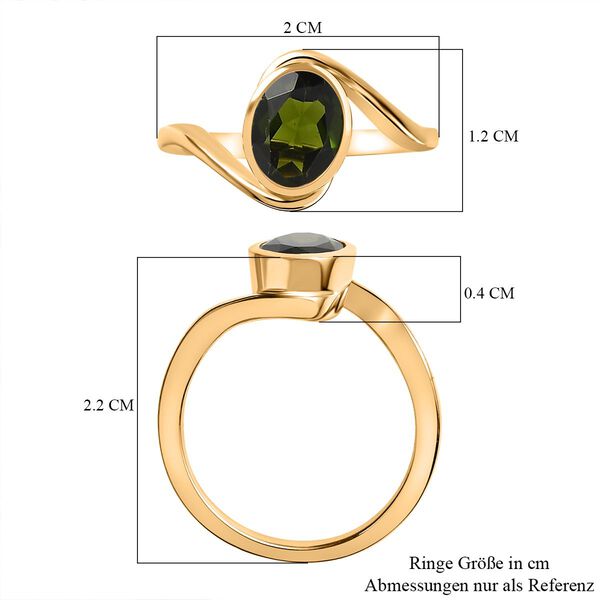 Nat&uuml;rlicher Chromdiopsid Ring, 925 Silber Gelbgold Vermeil, (Gr&ouml;&szlig;e 21.00) ca. 1.28 ct image number 6