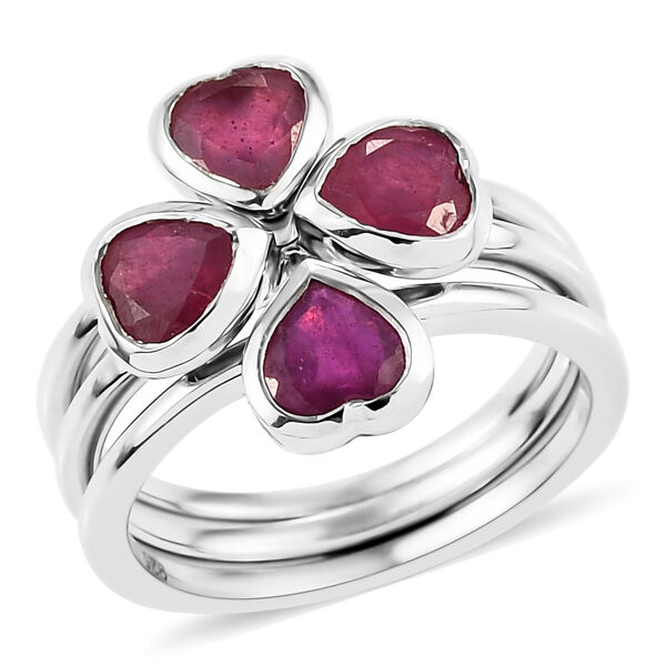 3er-Set - afrikanischer Rubin-Stacking-Ring in Silber, 2,87 ct. image number 5