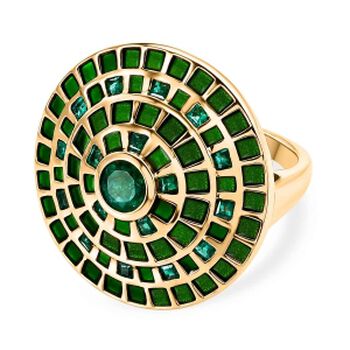 D'Joy AA Kagem Sambischer Smaragd Ring 925 Silber 750 Gelbgold vermeil (Gr&ouml;&szlig;e 17.00) ca. 1,05 ct