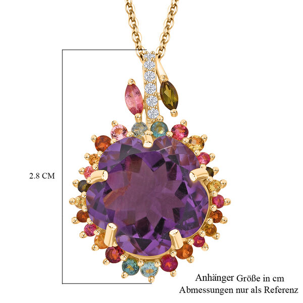 AA Afrikanischer Amethyst, Multi-Turmalin und Zirkon Anh&auml;nger mit 50cm Kette - 11 ct. image number 7
