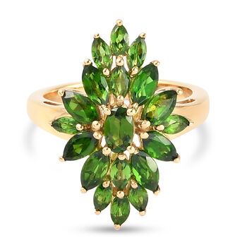 Nat&uuml;rlicher Chromdiopsid-Ring, 925 Silber vergoldet  ca. 2,40 ct