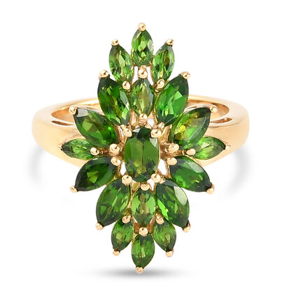 Nat&uuml;rlicher Chromdiopsid-Ring, 925 Silber vergoldet (Gr&ouml;&szlig;e 16.00) ca. 2,40 ct