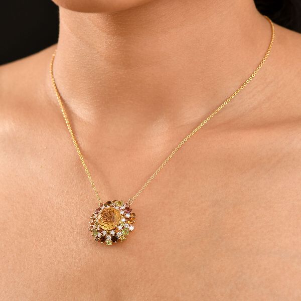 AA Citrin, Multi-Turmalin und Moissanit Halskette, 45cm - 10,42 ct. image number 3